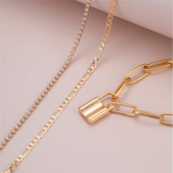 Chain and Lock Anklet, Gold Lock Anklet, Silver Lock Anklet - Picture 5 of 10